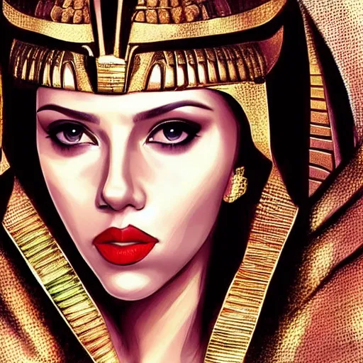 Image similar to Scarlett Johansson as Egyptian goddess art drawn in art style of WLOP full HD 4K highest quality realistic beautiful gorgeous natural WLOP artist painting