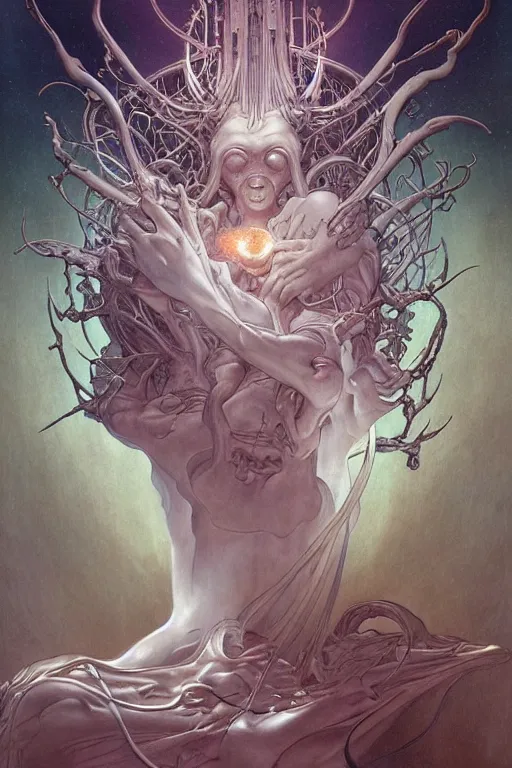 Image similar to casper the friendly ghost, by artgerm and yoshitaka amano and moebius and hr giger and zdislaw beksinski and alphonse mucha, hyperdetailed, symmetry, glamour, surreal, dc comics, ornate, stunning, nebula, explosions in the sky, trending on artstation