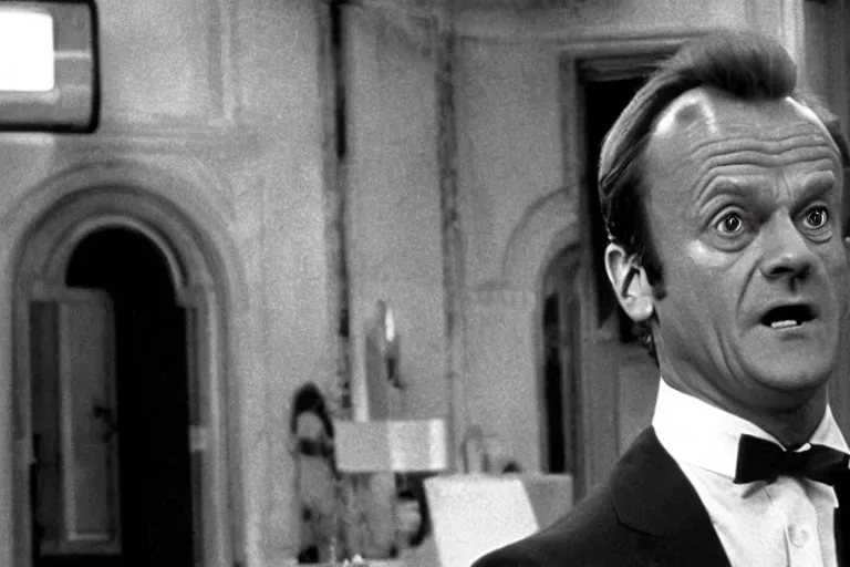 Prompt: Donald Tusk in a still from the movie Ghostbusters (1984)