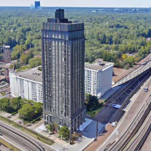 Prompt: csx locomotive house hotel skyscraper condo