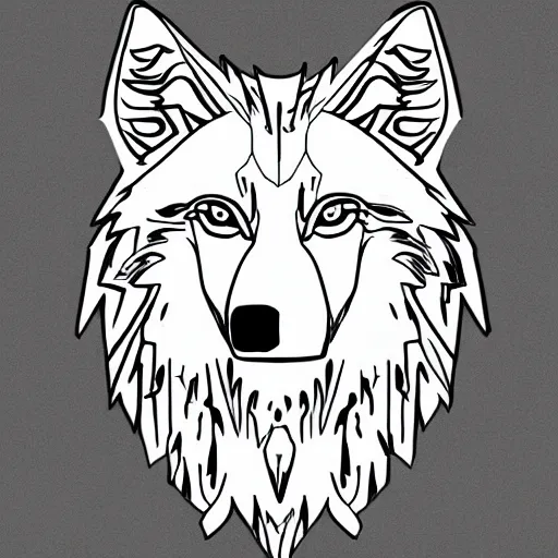 Prompt: wolf template base lineart, full-body view, simple, black and white, coloring book style, high quality, HD, 8K