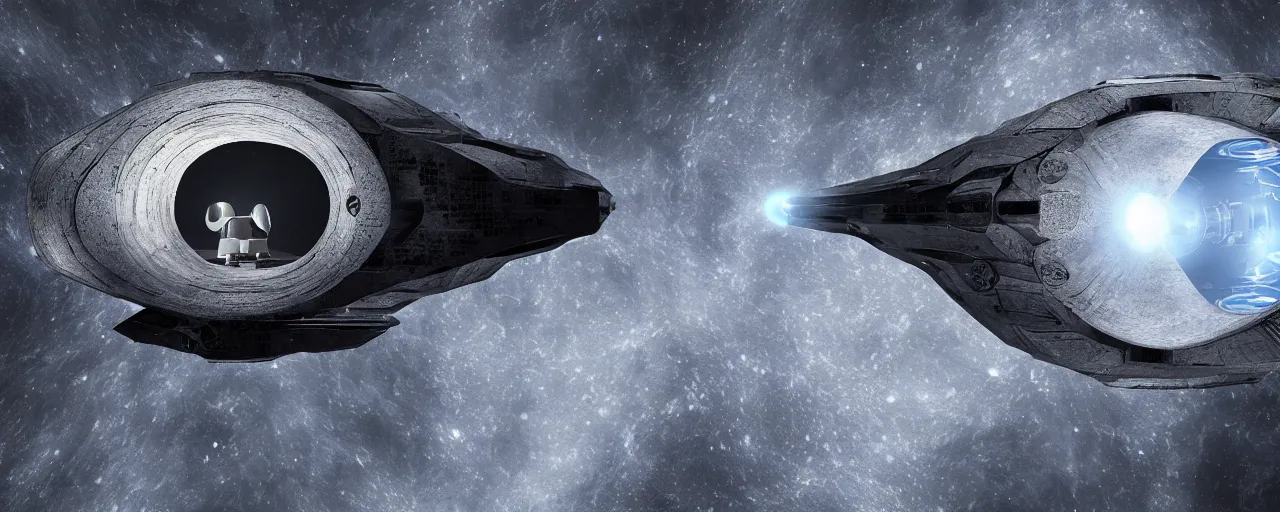 Image similar to moon as a hollow spaceship, [ scifi, cinematic, 8 k, photorealistic, ultra detailed, giger ]