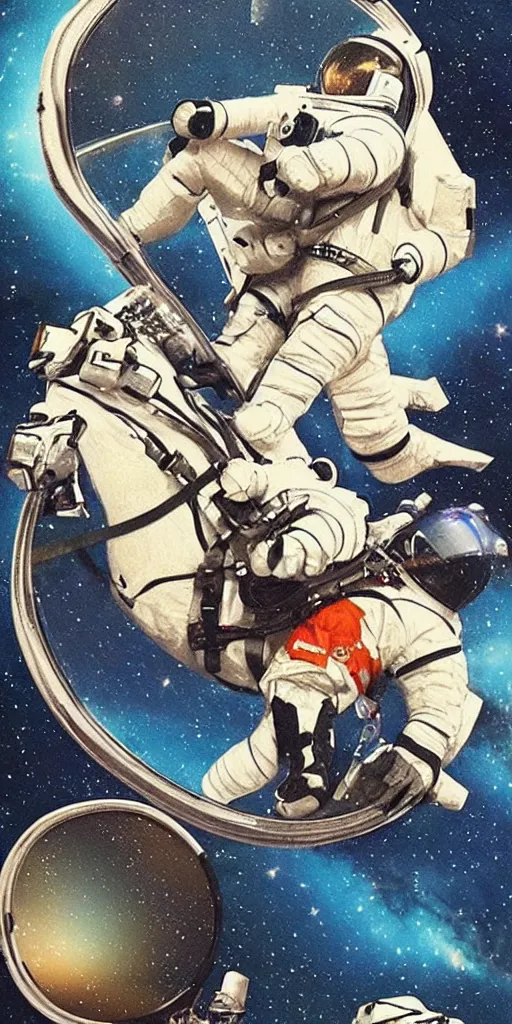 Image similar to astronaut riding horse, upside down mirror