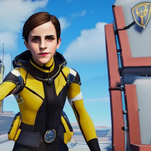 Image similar to full body Emma Watson screenshot from overwatch play of the game