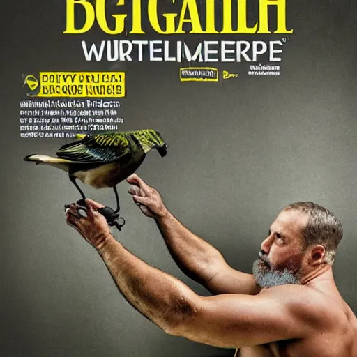 Image similar to birds with beefy arms, national geographic men's health magazine photo