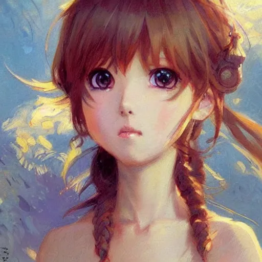 Image similar to cute anime girl portraits, chibi art, anime, painting by gaston bussiere, craig mullins, j. c. leyendecker