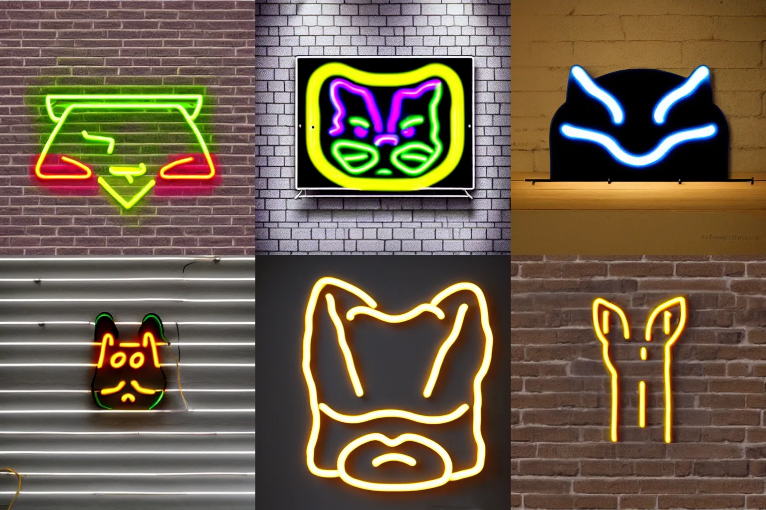 Prompt: neon sign cat face