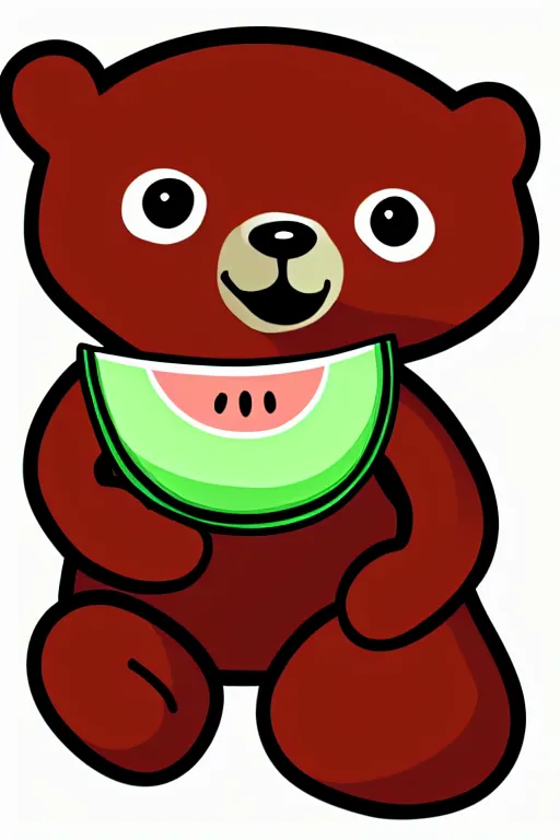 Image similar to Bear holding a watermelon, sticker, colorful, illustration, highly detailed, simple, smooth and clean vector curves, no jagged lines, vector art, smooth