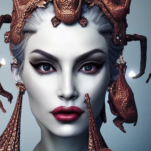 Image similar to the demon queen, 4 k, intricate detailed, jaw dropping, gorgeous, surreal, octane render