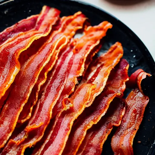 Image similar to close up high resolution photo of vegan bacon, very tasty, food photography, instagram, trending