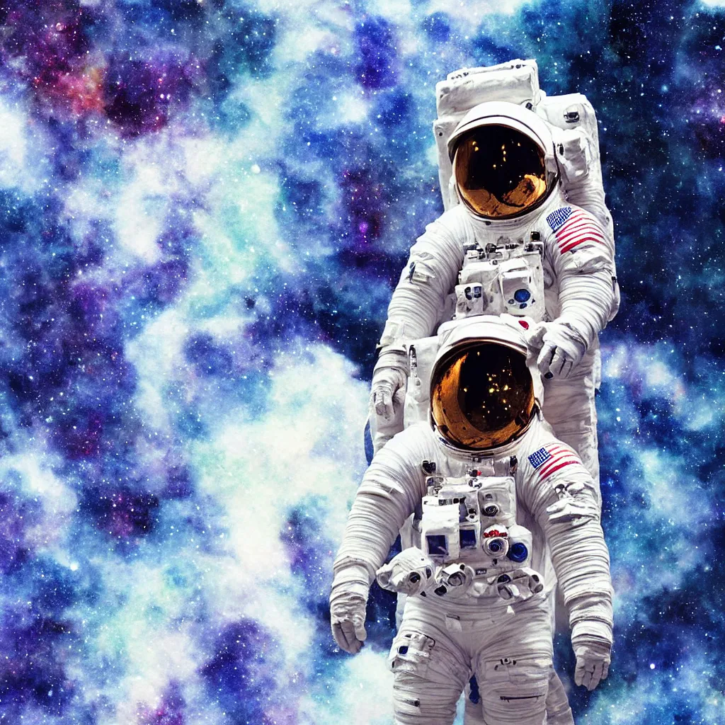 Image similar to astronaut suit, alone fly in deep dark cosmos portrait watercolor dramatic lighting cinematic establishing shot extremely high detail foto