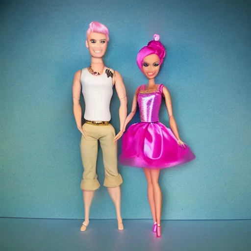 Image similar to Barbie and Ken as Unicorns