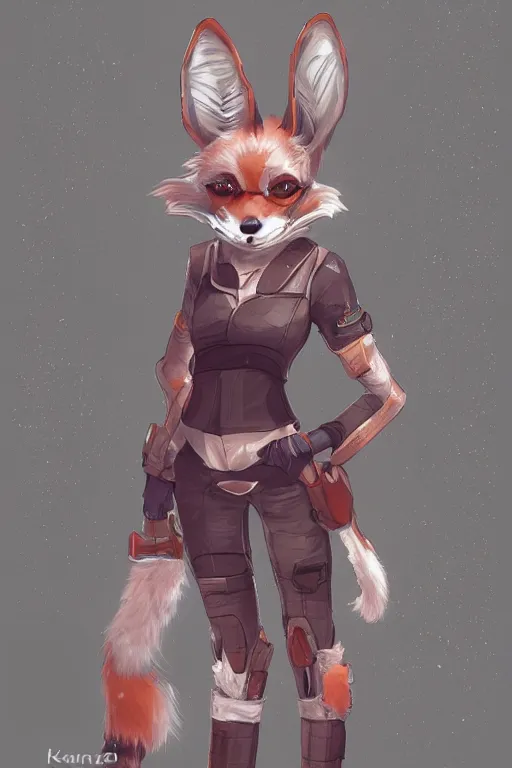 Image similar to a fox fursona, trending on artstation, by kawacy, furry art, digital art, cyberpunk