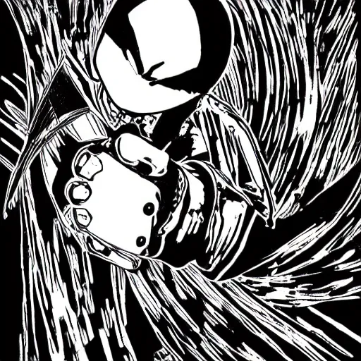 Image similar to bullet black ink art style manga