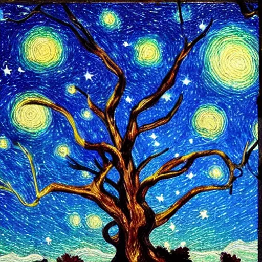 Prompt: “a magic tree in the style of starry night”