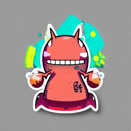 Prompt: cute monster skateboarding, sticker art, vector art, deviantart cronobreaker, graffiti, skateboard art, beeple, @ cronobreak on twitter. com,