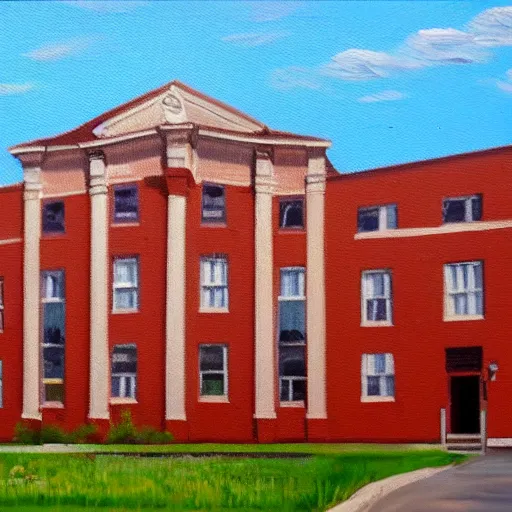 Image similar to beautiful oil painting of galva elementary school in galva illinois by olaf krans