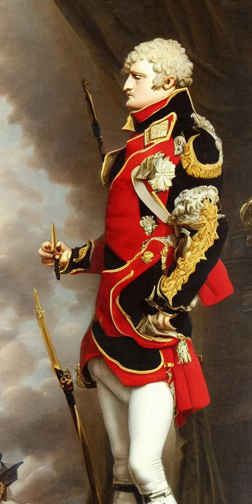 Prompt: very well detailed photo of Napoleon Bonaparte in London, 1990s, 4k detailed, very very well detailed face