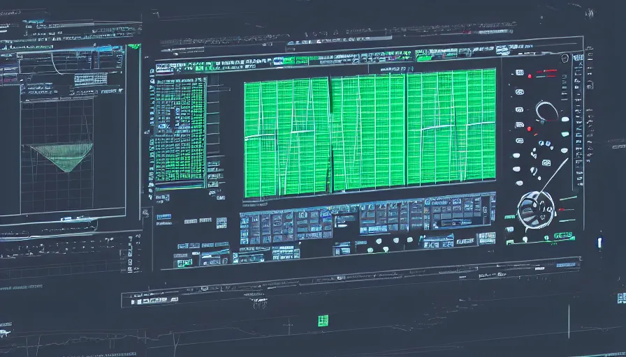 Image similar to rct screen showing oscilloscope on old soviet machine, photorealistic rendering, artstation, redshift, octane, golden ratio