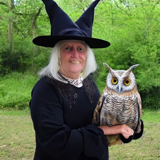 Image similar to witch with an owl mask