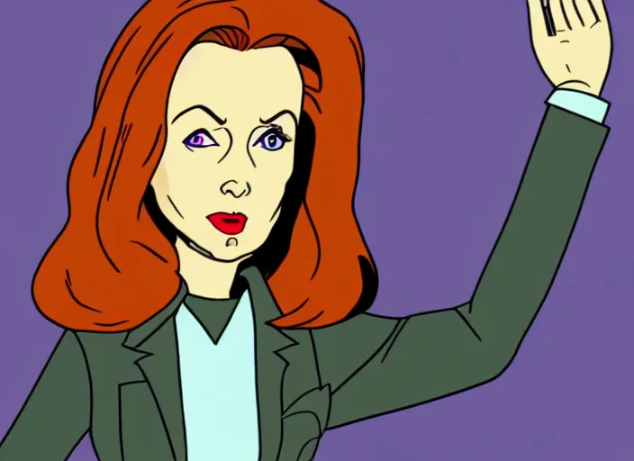 Image similar to dana scully in the style of ninteen eighties tv animation, filmation, toei animation, studio trigger