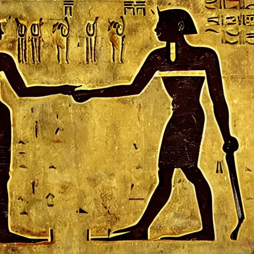 Image similar to The American Psycho in ancient egyptian hieroglyphs