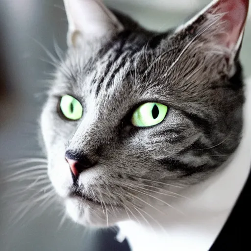 Prompt: a detective gray cat