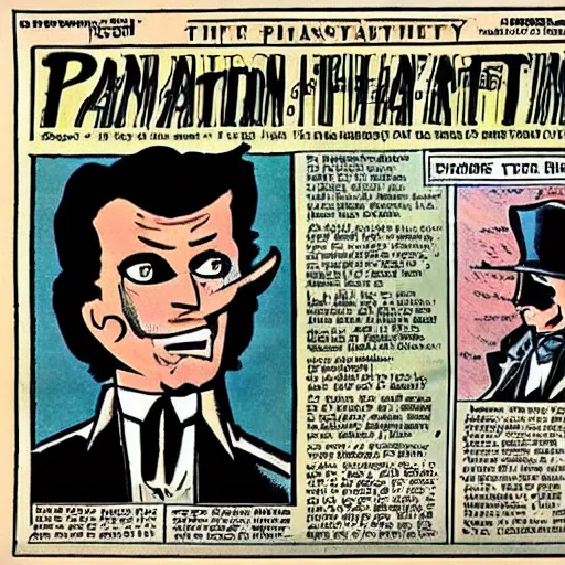 Prompt: the phantom in 2 0 th century newspaper sunday comics