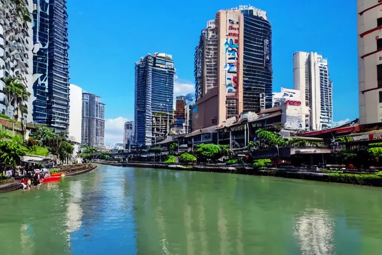 Image similar to photo of a very clean pasig river in the philippines with crystal clear water, high definition, tourism media