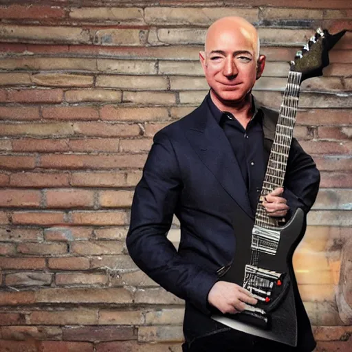 Prompt: jeff bezos as a heavy metal guitarist