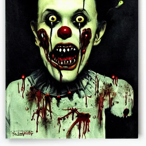 Image similar to zombie creepy clown dark by norman rockwell