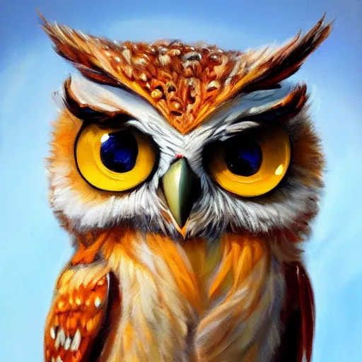 Prompt: full shot,a oil painting of cute owl Pokémon with big eyes made of flame,Ford, Henry Justice,Zatzka, Hans,trending on artstation,High detail