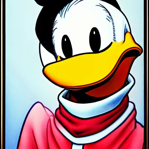 Image similar to Donald Duck by Kentaro Miura, Charachter Portrait,