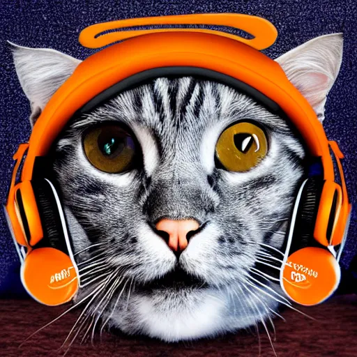 Prompt: cool cat in music album cover