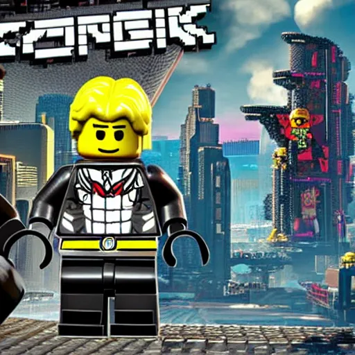 Prompt: Lego Cyberpunk 2077