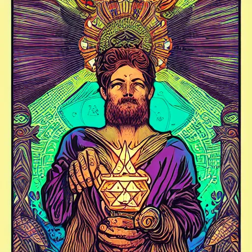 Prompt: A beautiful tarot card by dan mumford, Trending on artstation:8