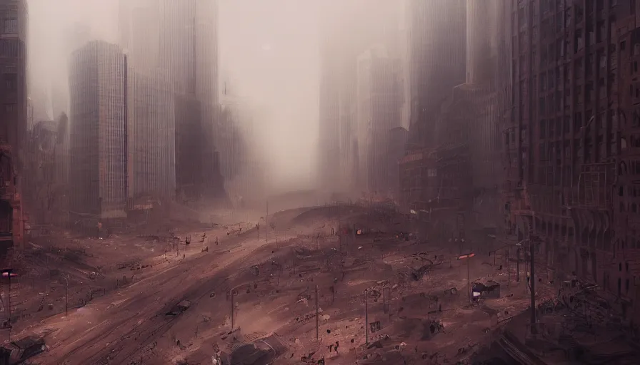 Prompt: New-York under sand during a sandstorm, hyperdetailed, artstation, cgsociety, 8k