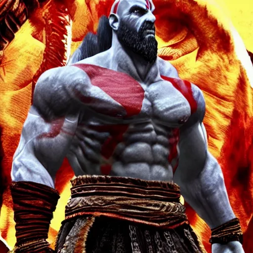 Prompt: god of war in the style of yakuza : like a dragon