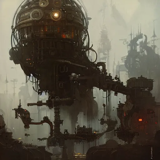 Prompt: the machine of death, steampunk, wlop, greg rutkowski