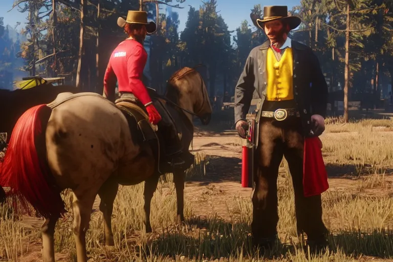 Image similar to ronald mcdonald in red dead redemption 2