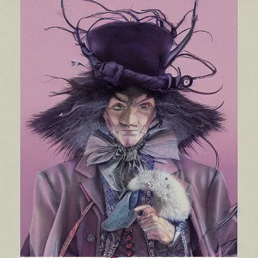 Image similar to Lofi fancy portrait Ghibli style by Yoshitaka Amano and Wayne Barlowe and Ed Binkley and The Madhatter