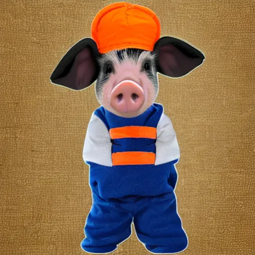 Image similar to cute pig usingorange inmate clothes