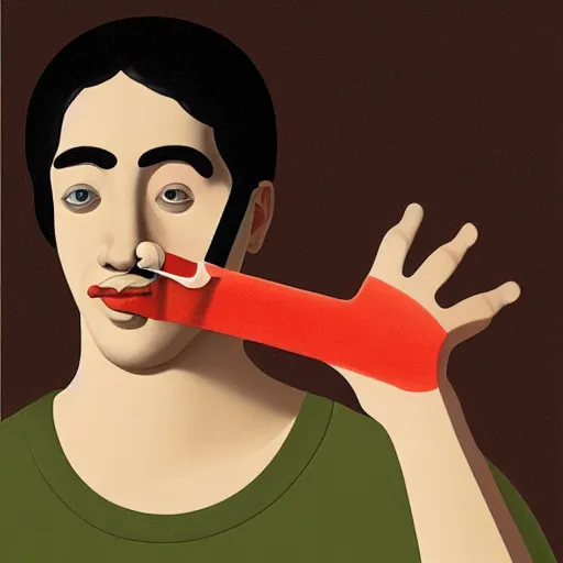 Image similar to an award - winning masterpiece painting of a man cutting his own hand, by joan cornella, trending on artstation, featured on pixiv, detailed, hd,