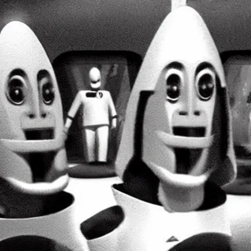 Image similar to anthropomorphic French Fries fighting star trek engineers, still from star trek