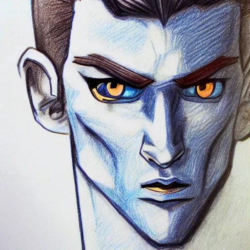 Prompt: a drawing of a man with blue eyes, a character portrait by lichtenstein, reddit contest winner, digital art, sketchfab, concept art, handsome