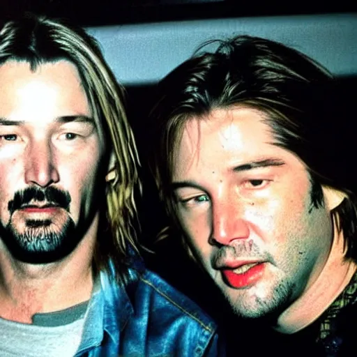 Prompt: photo of kurt cobain keanu reeves as a dj