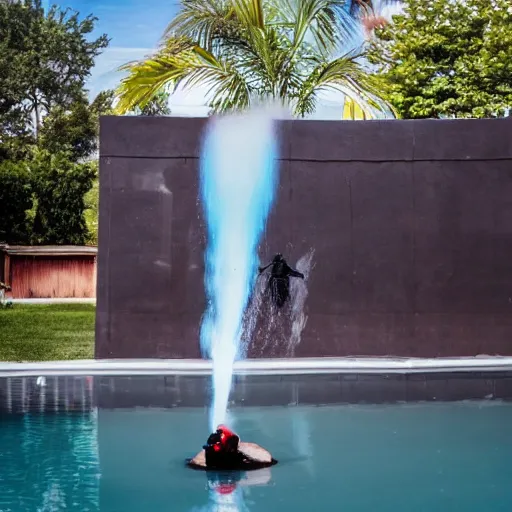 Prompt: Darth Vader bathing in a pool