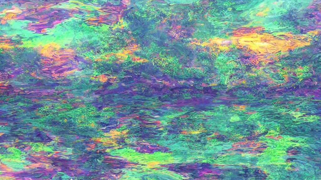 Image similar to lsd themed trippy tranquil mesmerizing calm lake at sunset detailed, 8k, mesmerizing, low saturation, high resolution
