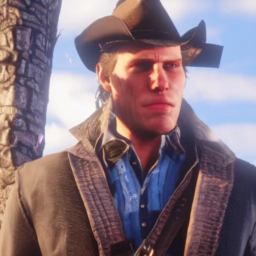 Prompt: Film still of Jerma985, from Red Dead Redemption 2 (2018 video game)