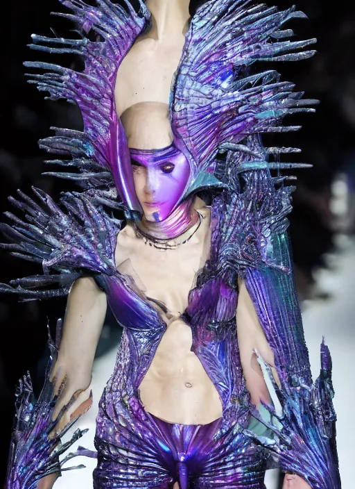 Image similar to a woman with iridescent skin, pirate clothes by van herpen, iris